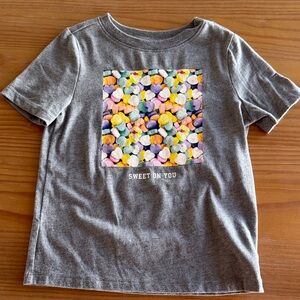 Old Navy toddler valentine heart Gray Tee with Colorful Candy Design